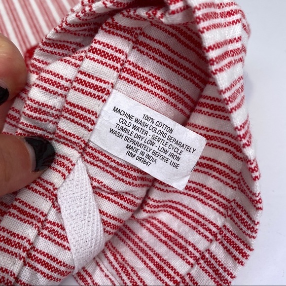 Santa BELIEVE Red & White Striped Tea Towel Cotton 25" x 17" Christmas Holiday - Picture 3 of 4